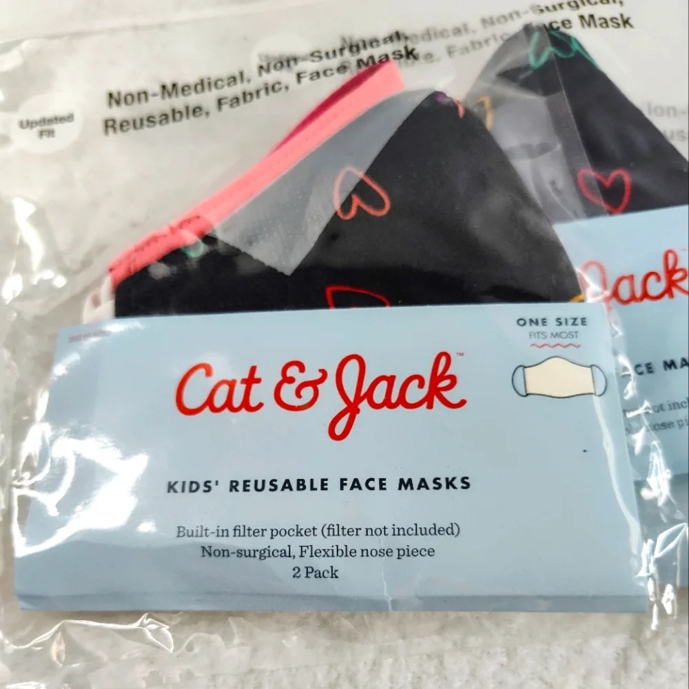Cat & Jack Reusable Face Masks - Black and Pink 4 Packs